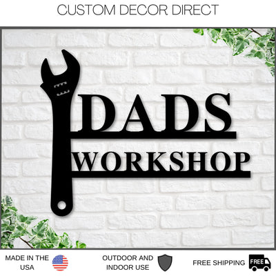 Grandpa's Workshop Sign, Crescent Wrench & Hammer Art, Gift For Grandpa, Woodworker Sign, Custom Workshop Sign, Grandpa Gift, Workshop Sign Laser Cut Metal Signs Custom Gift Ideas