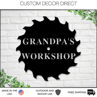 Grandpa's Workshop Sign, Crescent Wrench & Hammer Art, Gift For Grandpa, Woodworker Sign, Custom Workshop Sign, Grandpa Gift, Workshop Sign Laser Cut Metal Signs Custom Gift Ideas