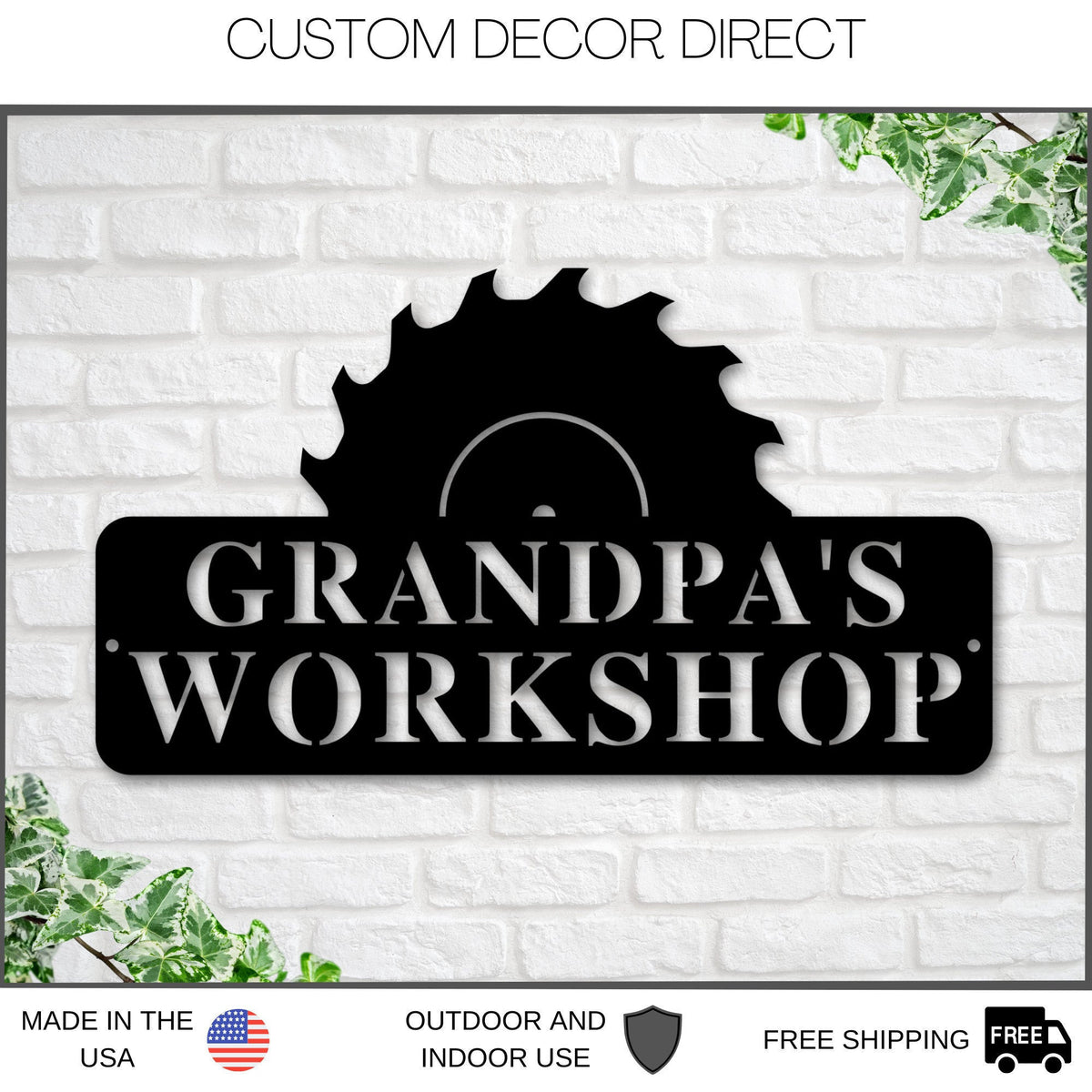 Grandpa's Workshop Sign, Crescent Wrench & Hammer Art, Gift For Grandpa, Woodworker Sign, Custom Workshop Sign, Grandpa Gift, Workshop Sign Laser Cut Metal Signs Custom Gift Ideas