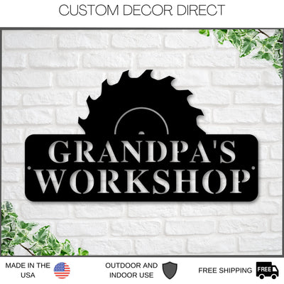 Grandpa's Workshop Sign, Crescent Wrench & Hammer Art, Gift For Grandpa, Woodworker Sign, Custom Workshop Sign, Grandpa Gift, Workshop Sign Laser Cut Metal Signs Custom Gift Ideas
