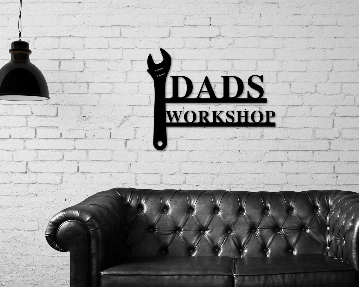 Grandpa's Workshop Sign, Crescent Wrench & Hammer Art, Gift For Grandpa, Woodworker Sign, Custom Workshop Sign, Grandpa Gift, Workshop Sign Laser Cut Metal Signs Custom Gift Ideas