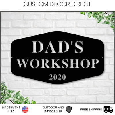 Grandpa's Workshop Sign, Crescent Wrench & Hammer Art, Gift For Grandpa, Woodworker Sign, Custom Workshop Sign, Grandpa Gift, Workshop Sign Laser Cut Metal Signs Custom Gift Ideas