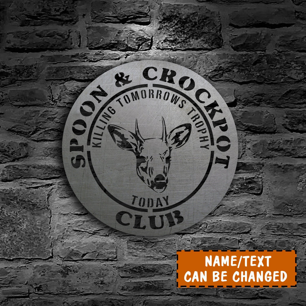 Custom Name/Text Spoon & Crockpot Club Deer Metal Sign, Deer Hunting Wall Decoration Laser Cut Metal Signs Custom Gift Ideas