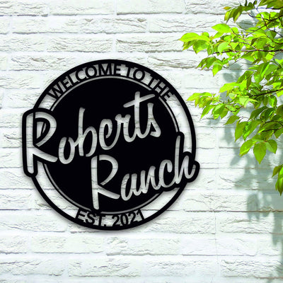Personalized Welcome To The Ranch With Established Date Metal Sign, Metal Last Name Sign, Personalized Metal Name Sign, Metal Wall Art Decor Laser Cut Metal Signs Custom Gift Ideas