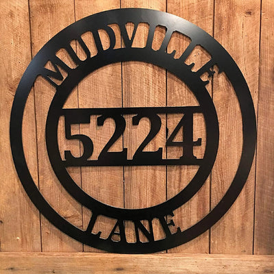 Hanging Address Sign, House Number, Street Welcome Decor, Front Porch Or Door Personalized Circle Design, Great Housewarming Gift Laser Cut Metal Signs Custom Gift Ideas