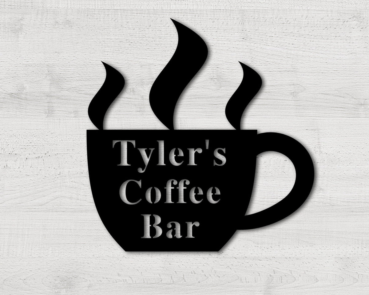 Coffee Bar Metal Sign, Custom Coffee Shop Sign, Personalized Coffee Sign, Coffee Metal Art, Kitchen Wall Decor, Coffee Business Sign Laser Cut Metal Signs Custom Gift Ideas