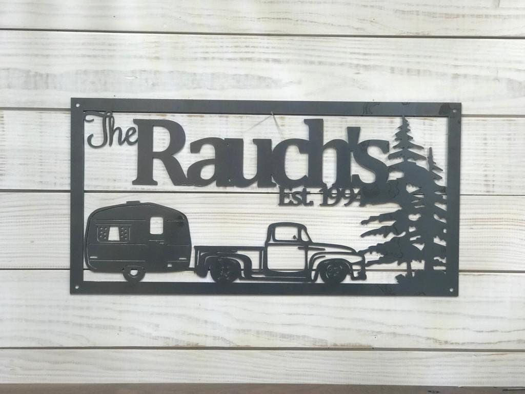 Vintage Camper Sign Custom Metal Sign Family Name Sign Personalized Sign Vintage Camper Gift Laser Cut Metal Signs Custom Gift Ideas