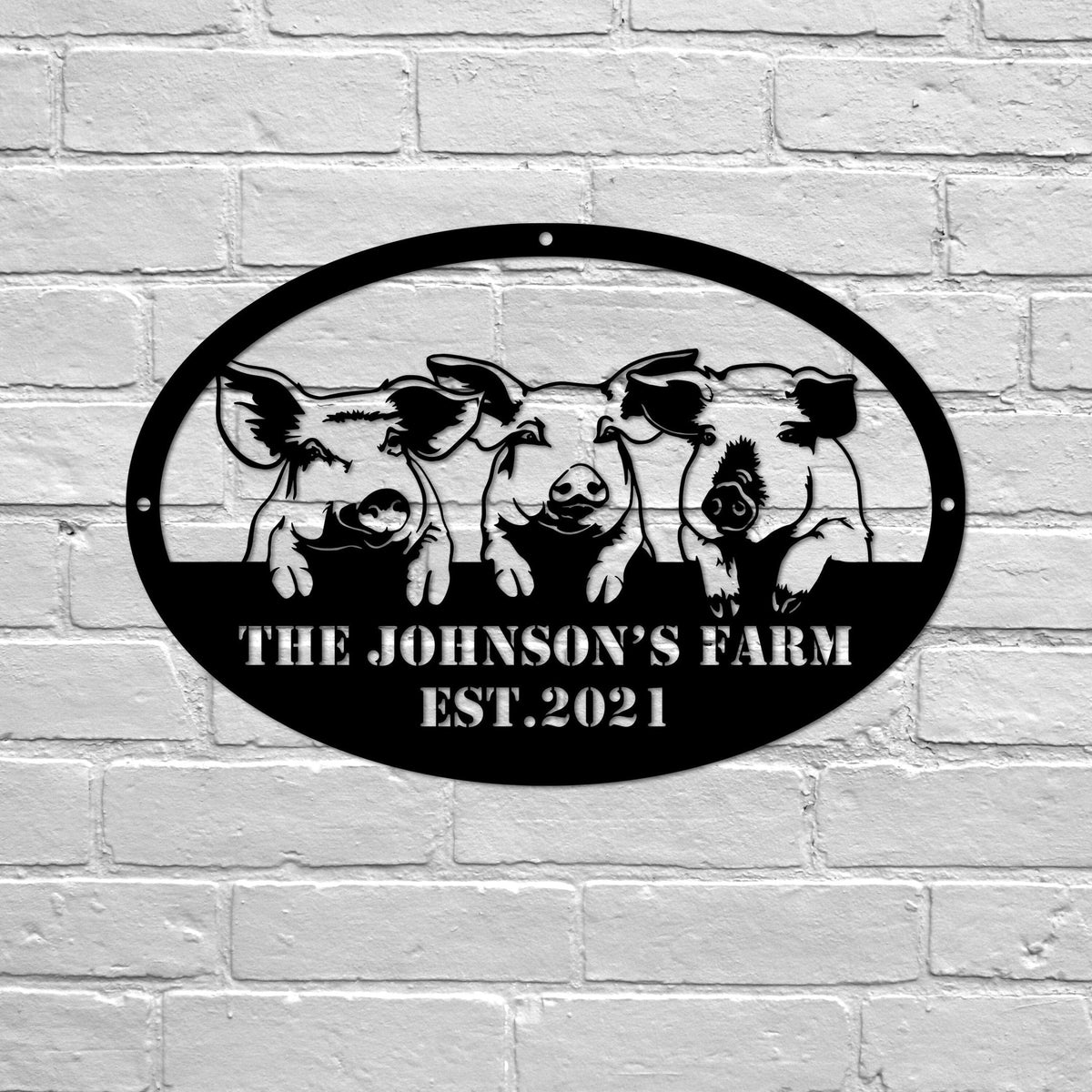 Pig Farm Metal Sign, Metal Pig Farm Sign, Farmhouse Decor, Pot Bellied Pig Sign, Family Name Sign, Farmer Gift, Farm Metal Art Laser Cut Metal Signs Custom Gift Ideas