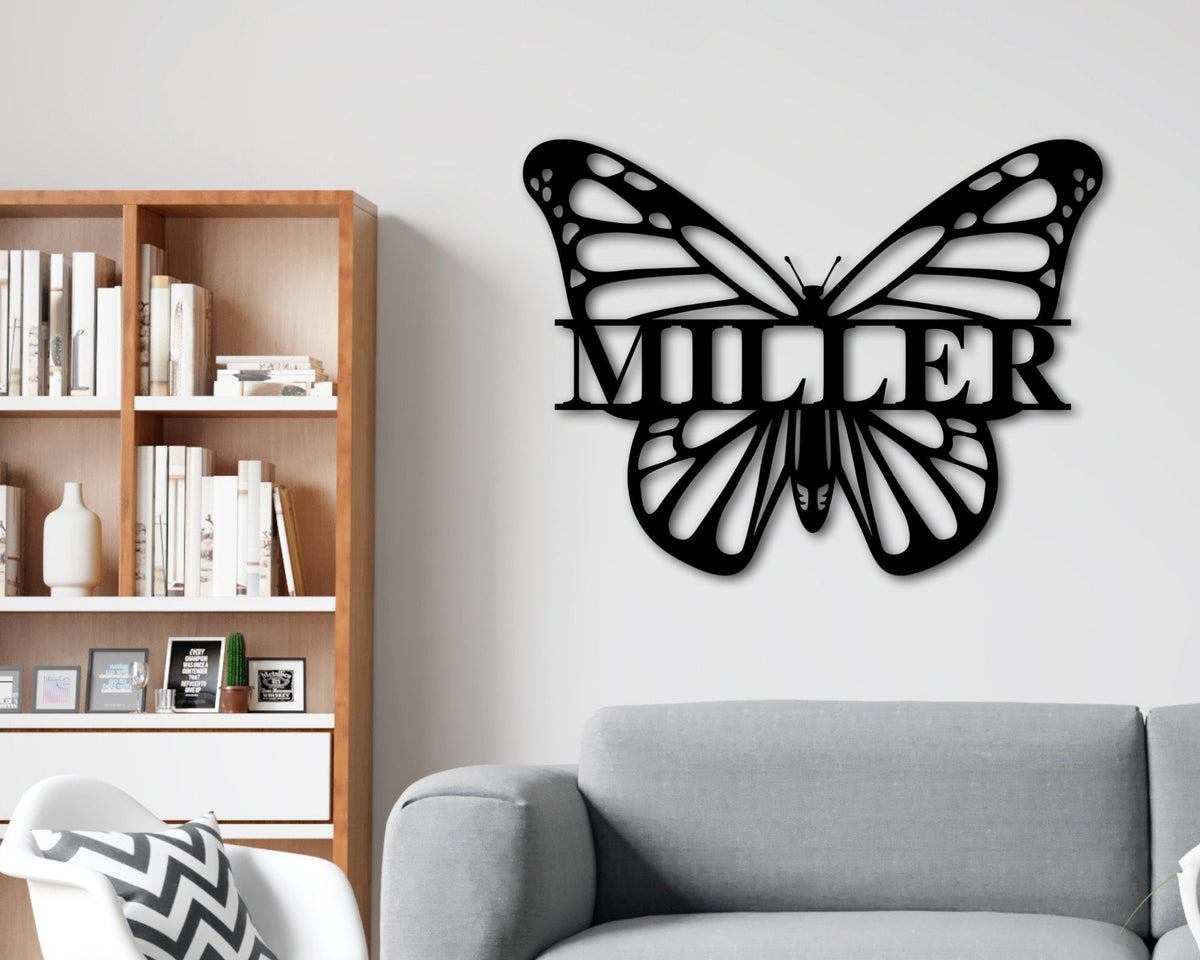 Custom Butterfly Address Sign, Custom Metal Name Sign, Butterfly Sign, Monarch Sign, Personalized Address Sign, Personalized Butterfly Sign Laser Cut Metal Signs Custom Gift Ideas
