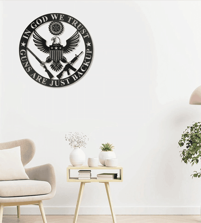 Eagle In God We Trust American Flag Metal House Sign