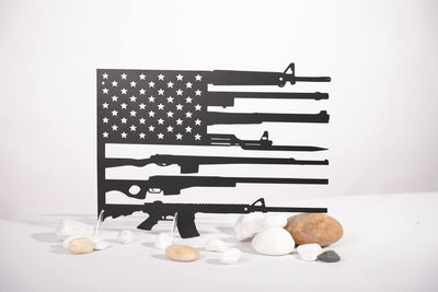 US Flag Military Guns Cut Metal Sign Laser Cut Metal Signs Custom Gift Ideas Best Veteran
