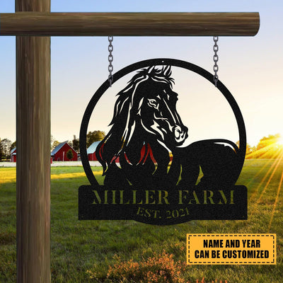 Personalized Metal Farm Sign Horse Monogram Laser Cut Metal Signs Custom Gift Ideas