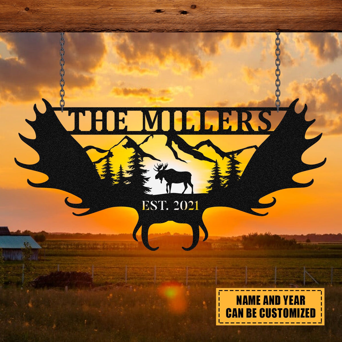 Moose Deer Hunting Hunter Metal Sign Monogram, Cabin, Lodge, Camp, Wall Decor, Art Gift For Him, Metal Laser Cut Metal Signs Custom Gift Ideas
