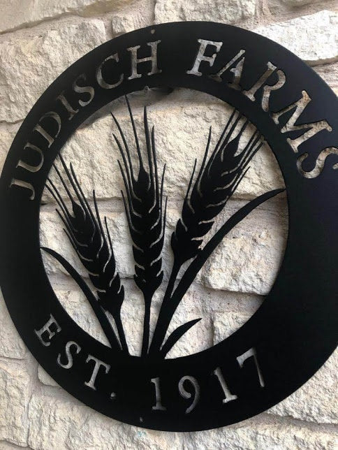 Wheat Field Custom Sign, Entrance Sign, Farmer Sign, Personalized, Established, Plasma Cut Steel Sign, Metal Art, Farmhouse Laser Cut Metal Signs Custom Gift Ideas