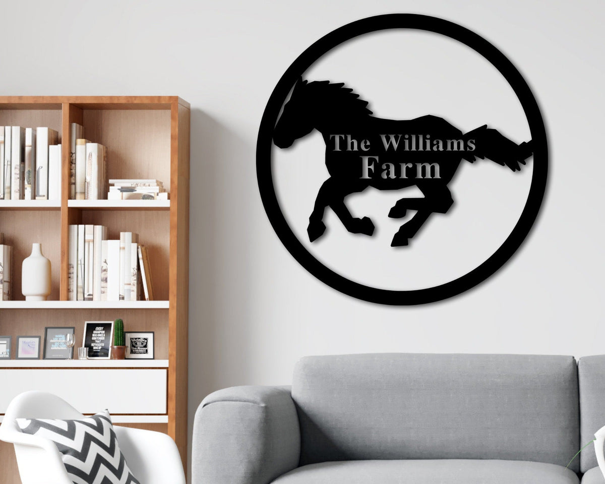 Horse Ranch Metal Sign, Custom Horse Farm Sign, Personalized Horse Barn Sign, Horse Metal Wall Art, Horse Rider Gift, Horse Stable Decor Laser Cut Metal Signs Custom Gift Ideas