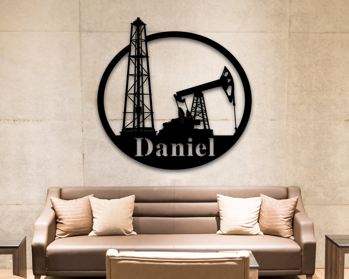 Custom Metal Name Sign, Oil Rig, Oil Field, Offshore Custom Sign, Unique, Toolpusher, Driller, Derrickhand, Motorman, Roughneck, Roustabout Laser Cut Metal Signs Custom Gift Ideas