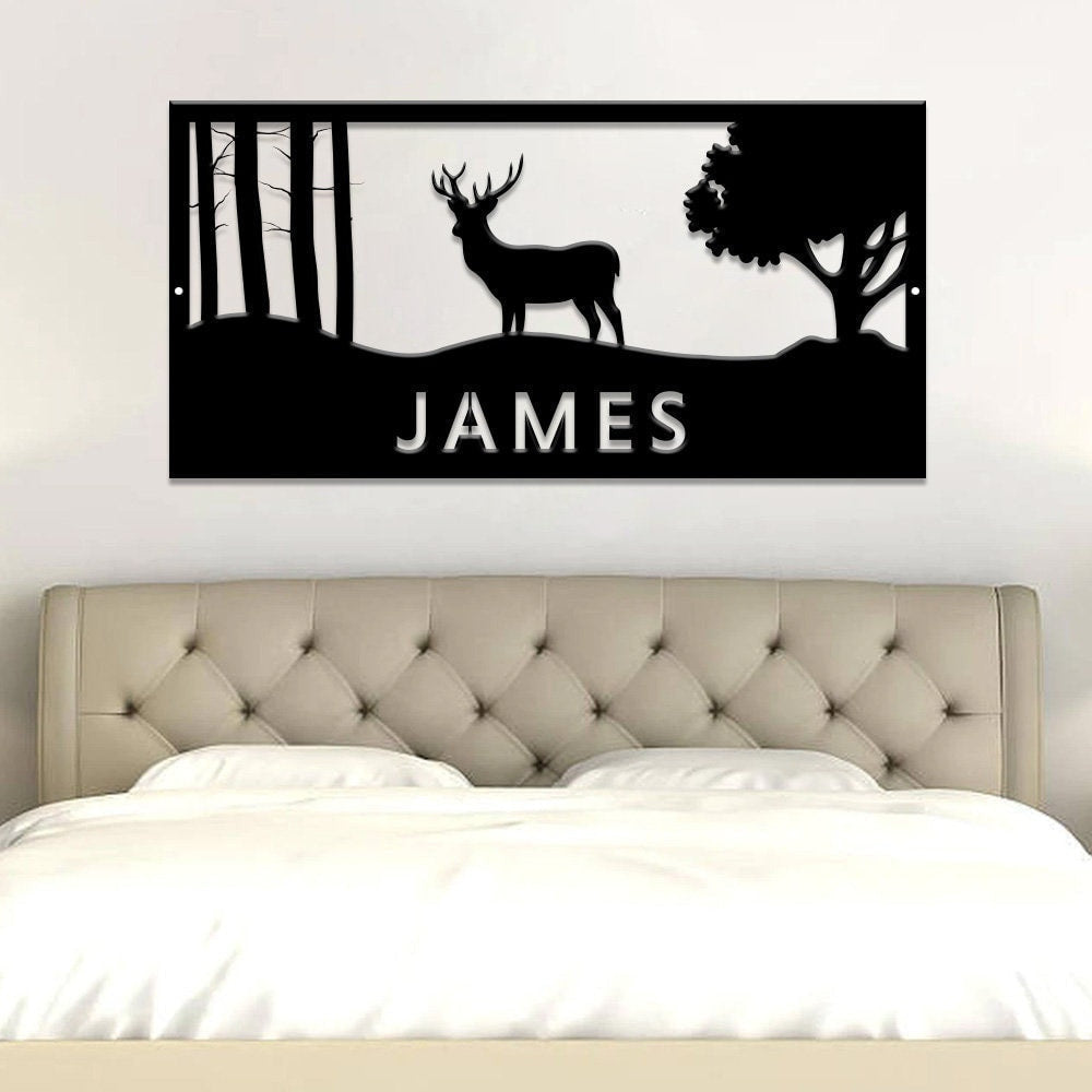 Personalized Deer Sign, Last Name Deer Sign, Front Porch Sign, Custom Deer Sign, Deer Decor, Deer Sign Laser Cut Metal Signs Custom Gift Ideas