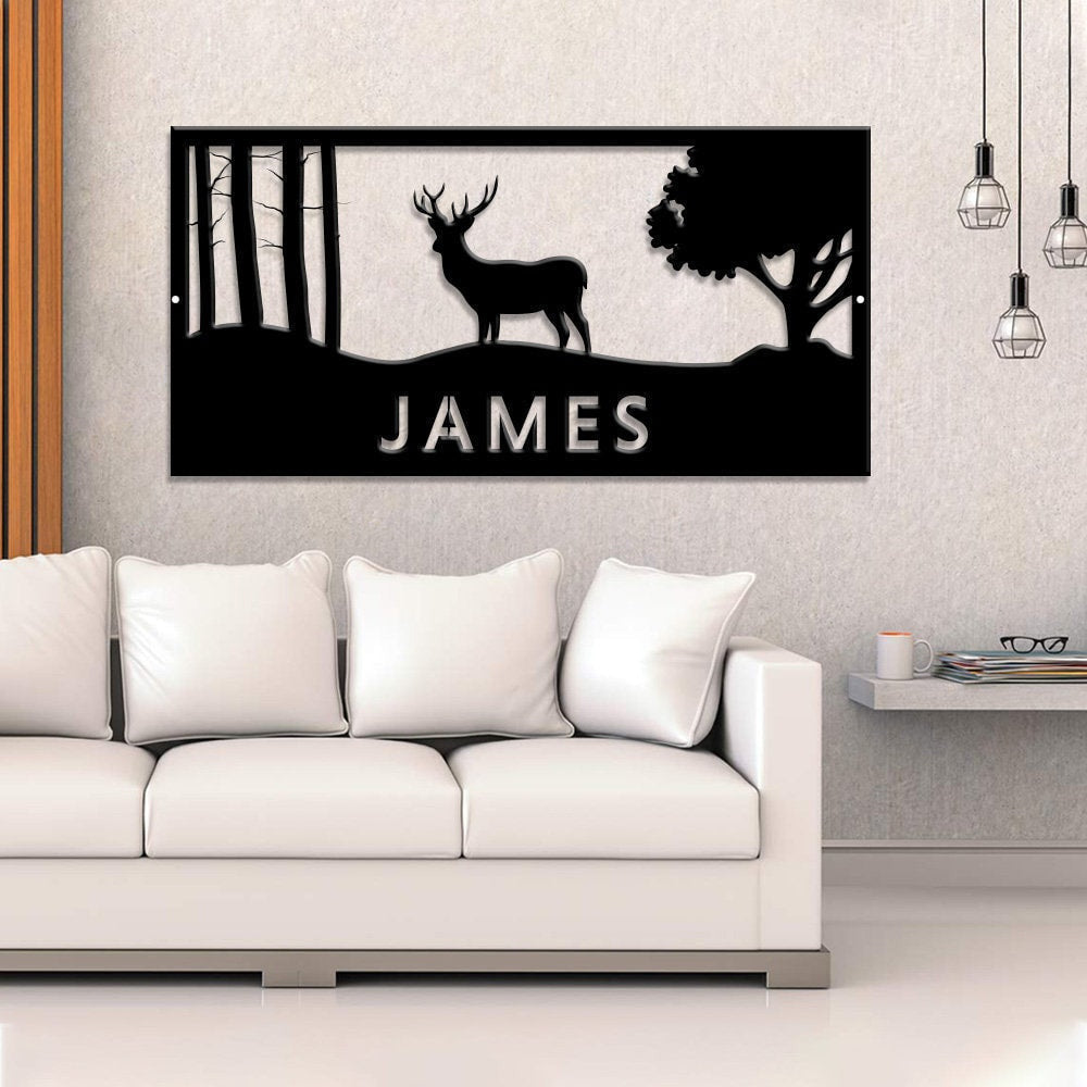 Personalized Deer Sign, Last Name Deer Sign, Front Porch Sign, Custom Deer Sign, Deer Decor, Deer Sign Laser Cut Metal Signs Custom Gift Ideas