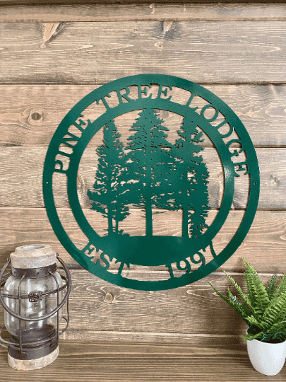 Personalized Pine Tree Metal Sign, Cut Metal Sign, Metal Wall Art, Metal House Sign Laser Cut Metal Signs Custom Gift Ideas