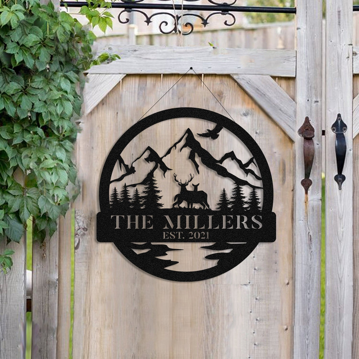 Personalized Family Name Deer Doe Hunting Hunter Metal Sign, Custom Outdoor Cabin, Lodge, Camp, Wall Decor, Metal Laser Cut Metal Signs Custom Gift Ideas