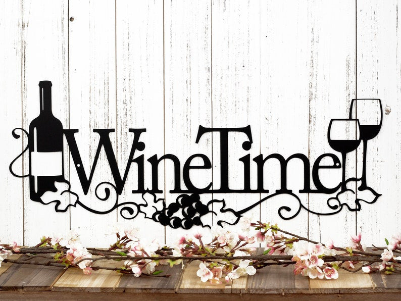 Wine Time For You And Me Metal House Sign Laser Cut Metal Signs Custom Gift Ideas