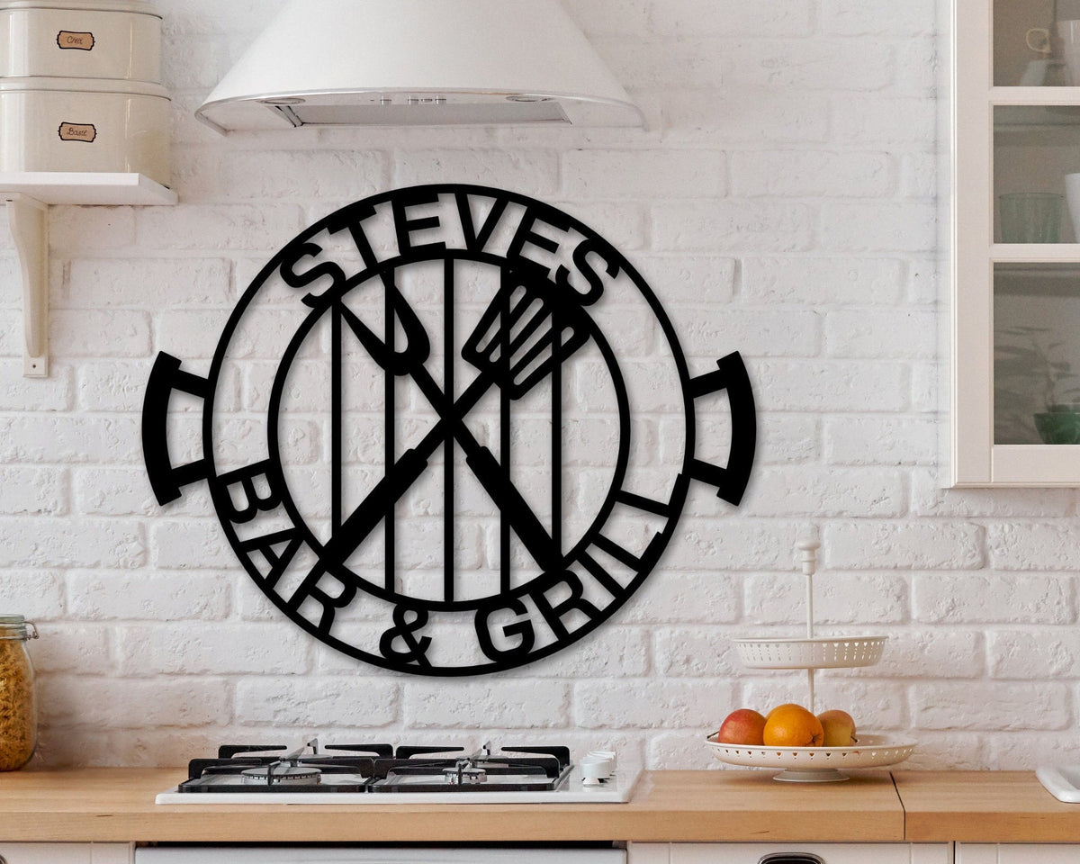 Personalized Bbq Metal Sign, Custom Name Barbecue Patio Sign, Grill Outdoor Dad's Bbq, Home Decor, Housewarming Gift For Father, Man Cave Laser Cut Metal Signs Custom Gift Ideas