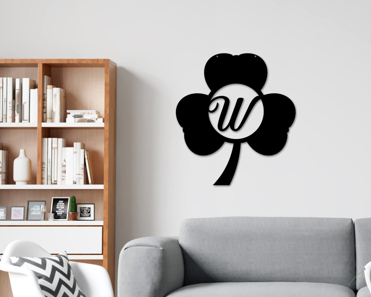 St. Patrick's Day Shamrock Monogram Door Wall Hanging Personalized, Metal Sign, Lucky Name Sign, Clover Sign, St Pattys Day D\u00e9cor Laser Cut Metal Signs Custom Gift Ideas