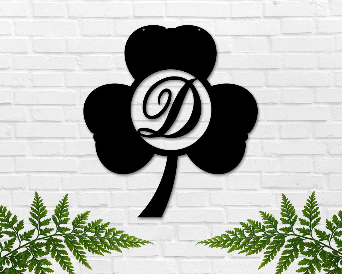St. Patrick's Day Shamrock Monogram Door Wall Hanging Personalized, Metal Sign, Lucky Name Sign, Clover Sign, St Pattys Day D\u00e9cor Laser Cut Metal Signs Custom Gift Ideas