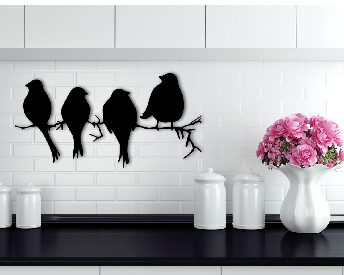 Metal Bird Wall Art, Birds On A Branch, Custom Birds On A Wire, Metal Wall Art, Bird Home Decor, Personalized Metal Wall Art Custom Bird Art, Metal Laser Cut Metal Signs Custom Gift Ideas