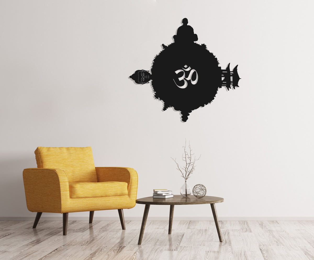 Buddha Circle Metal Wall Decor, Om, Home Decor, Housewarming Gift, Yoga Studio Decor, Metal Wall Art, Metal Laser Cut Metal Signs Custom Gift Ideas
