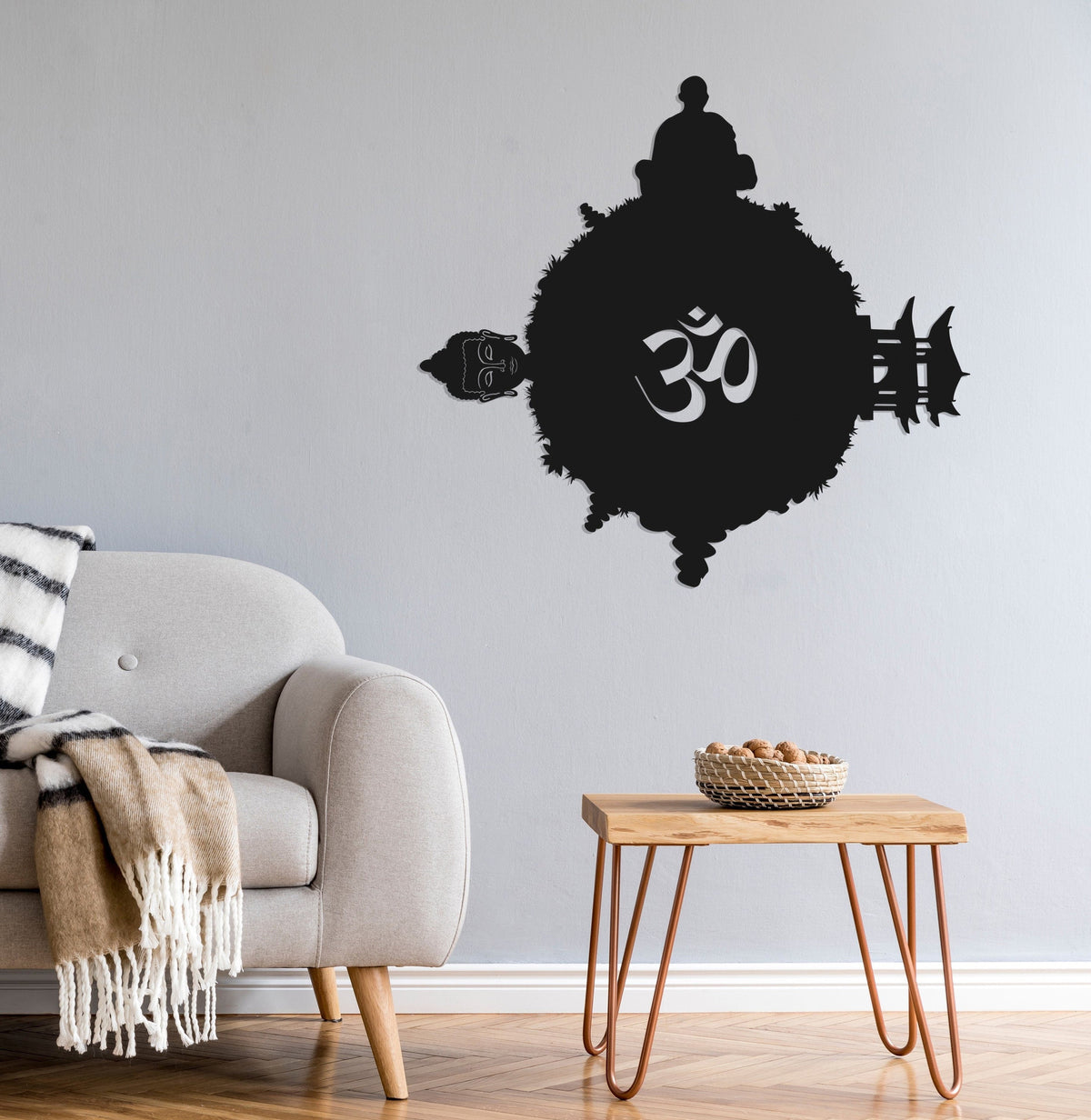 Buddha Circle Metal Wall Decor, Om, Home Decor, Housewarming Gift, Yoga Studio Decor, Metal Wall Art, Metal Laser Cut Metal Signs Custom Gift Ideas