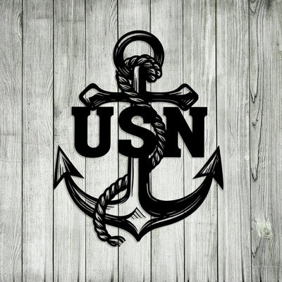 USN US Navy Anchor Veteran Metal Wall Decoration, Metal Laser Cut Metal Signs Custom Gift Ideas