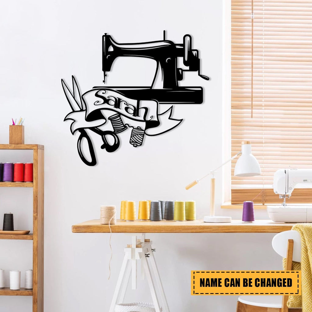 Personalized Sewing Machine Metal Sign, Custom Quilting, Seamstress, Metal Laser Cut Metal Signs Custom Gift Ideas