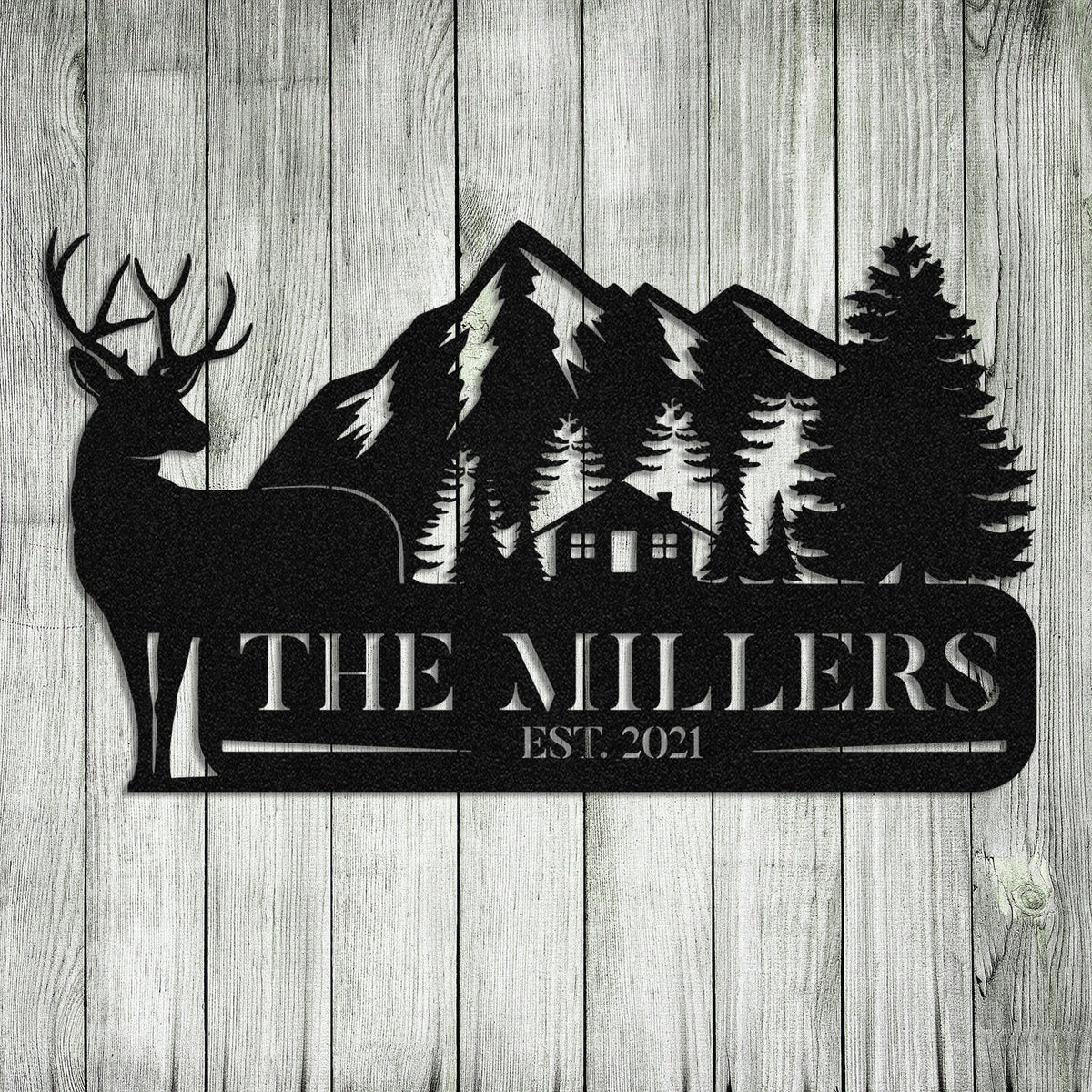 Personalized Family Name Deer Hunting Hunter Metal Sign, Custom Outdoor Farm, Cabin, Lodge, Camp, Metal Laser Cut Metal Signs Custom Gift Ideas