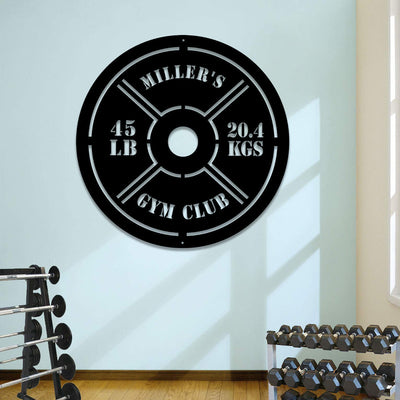 Personalized Weight Plate Metal Gym Sign, Custom Fitness Center, Metal Laser Cut Metal Signs Custom Gift Ideas