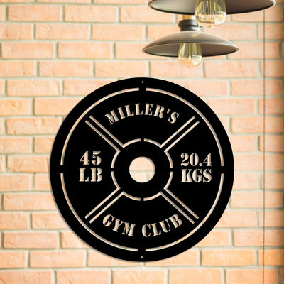 Personalized Weight Plate Metal Gym Sign, Custom Fitness Center, Metal Laser Cut Metal Signs Custom Gift Ideas