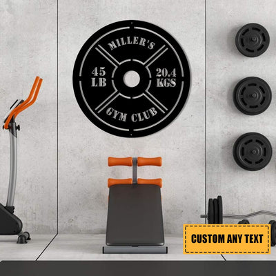 Personalized Weight Plate Metal Gym Sign, Custom Fitness Center, Metal Laser Cut Metal Signs Custom Gift Ideas