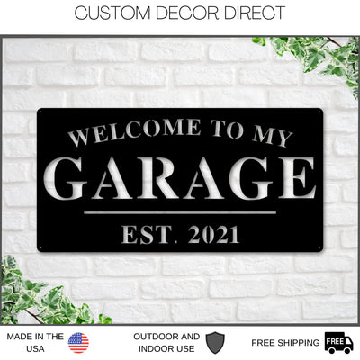 Garage Sign, Garage Decor, Personalized Garage Sign, Gift For Dad, Fathers Day Sign, Welcome To My Garage, Man Cave Metal Sign, Dad Gift Laser Cut Metal Signs Custom Gift Ideas