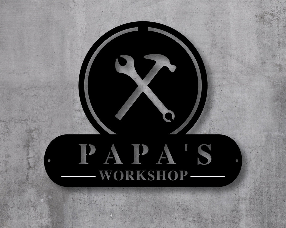 Personalized Fathers Day Gift, Personalized Gift For Him, Husband Gift, Custom Garage Sign, Metal Shop Sign, Metal Works, Laser Cut Metal Signs Custom Gift Ideas