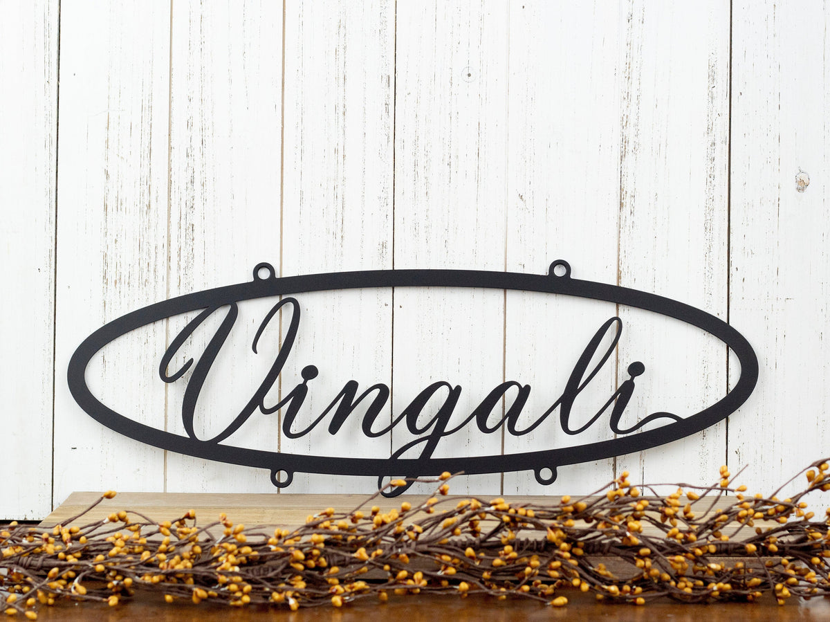 Custom Family Name Oval Metal Sign, Matte Black6.laser Cut, Steel, Name Sign, Custom Name Sign, Last Name, Laser Cut Metal Signs Custom Gift Ideas