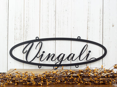 Custom Family Name Oval Metal Sign, Matte Black6.laser Cut, Steel, Name Sign, Custom Name Sign, Last Name, Laser Cut Metal Signs Custom Gift Ideas