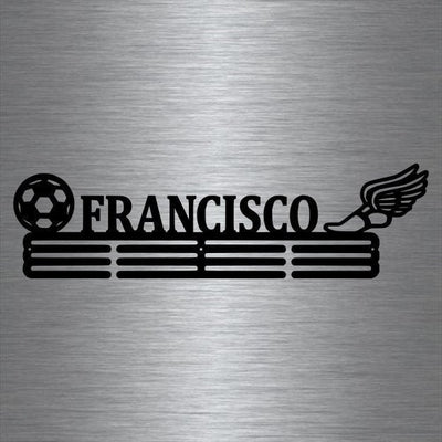 Soccer And Track Custom Name Medal Hanger Holder Display Rack Male 3 Rung, Cut Metal Sign, Metal Wall Art, Laser Cut Metal Signs Custom Gift Ideas