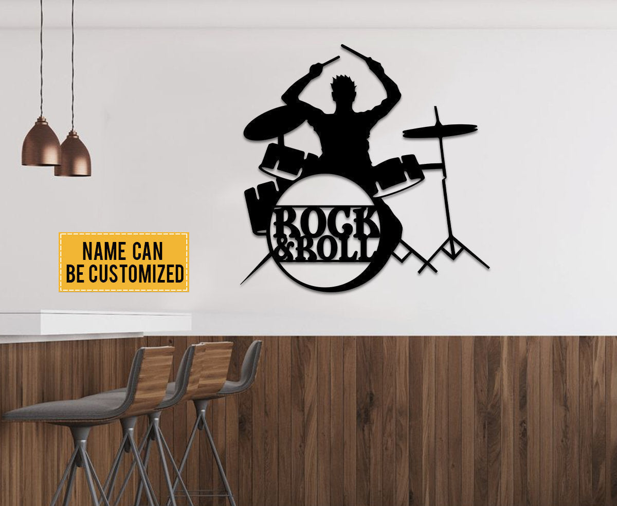 Personalized Rock N Roll Metal Wall Art, Signs For Band, Music Room Decor, Custom Name, Music Lover, Rock Band Decor, , Laser Cut Metal Signs Custom Gift Ideas