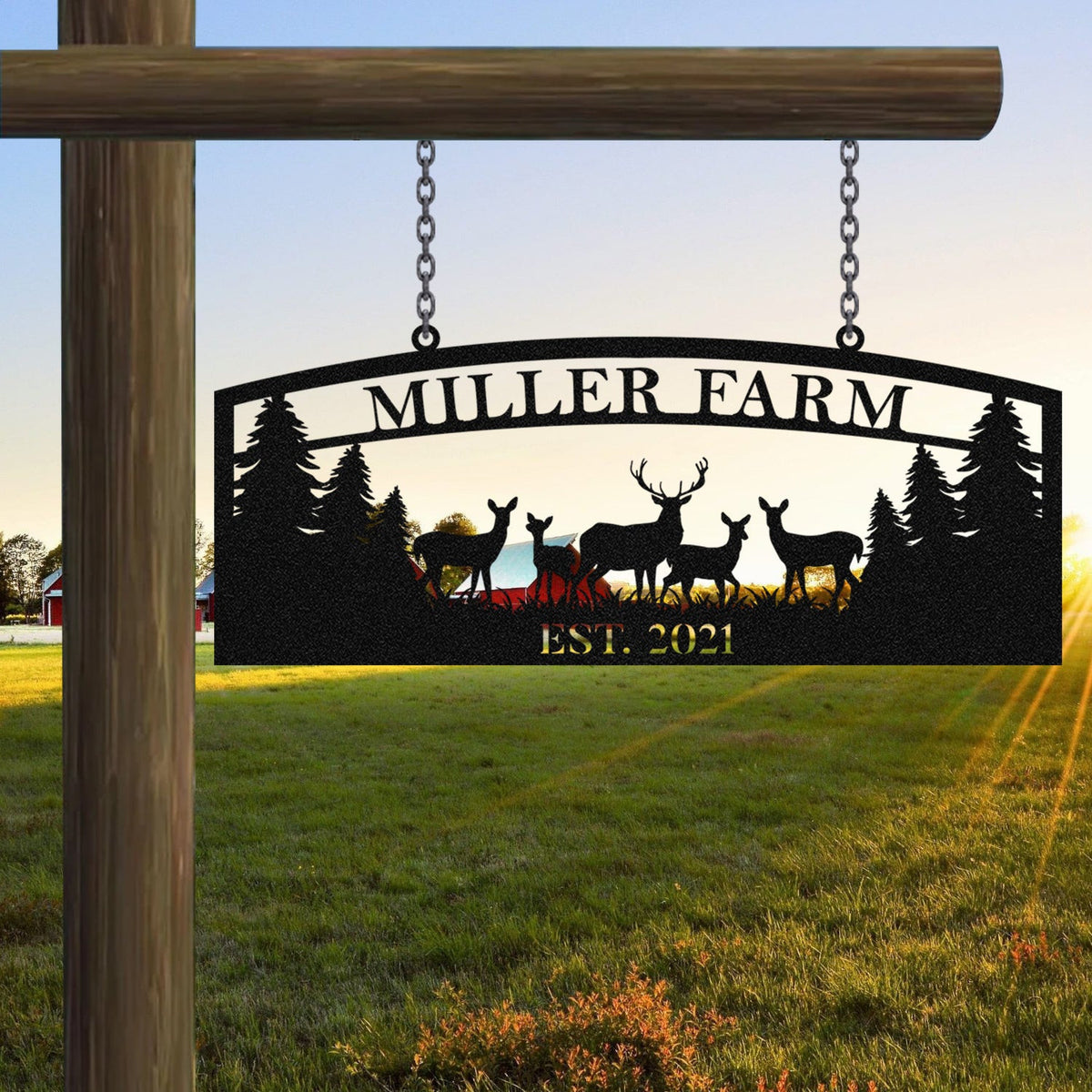 Personalized Family Name Deer Hunting Hunter Metal Sign, Custom Farm, Cabin, Camp, Wall Decor, Art Gift For Him, Metal Laser Cut Metal Signs Custom Gift Ideas