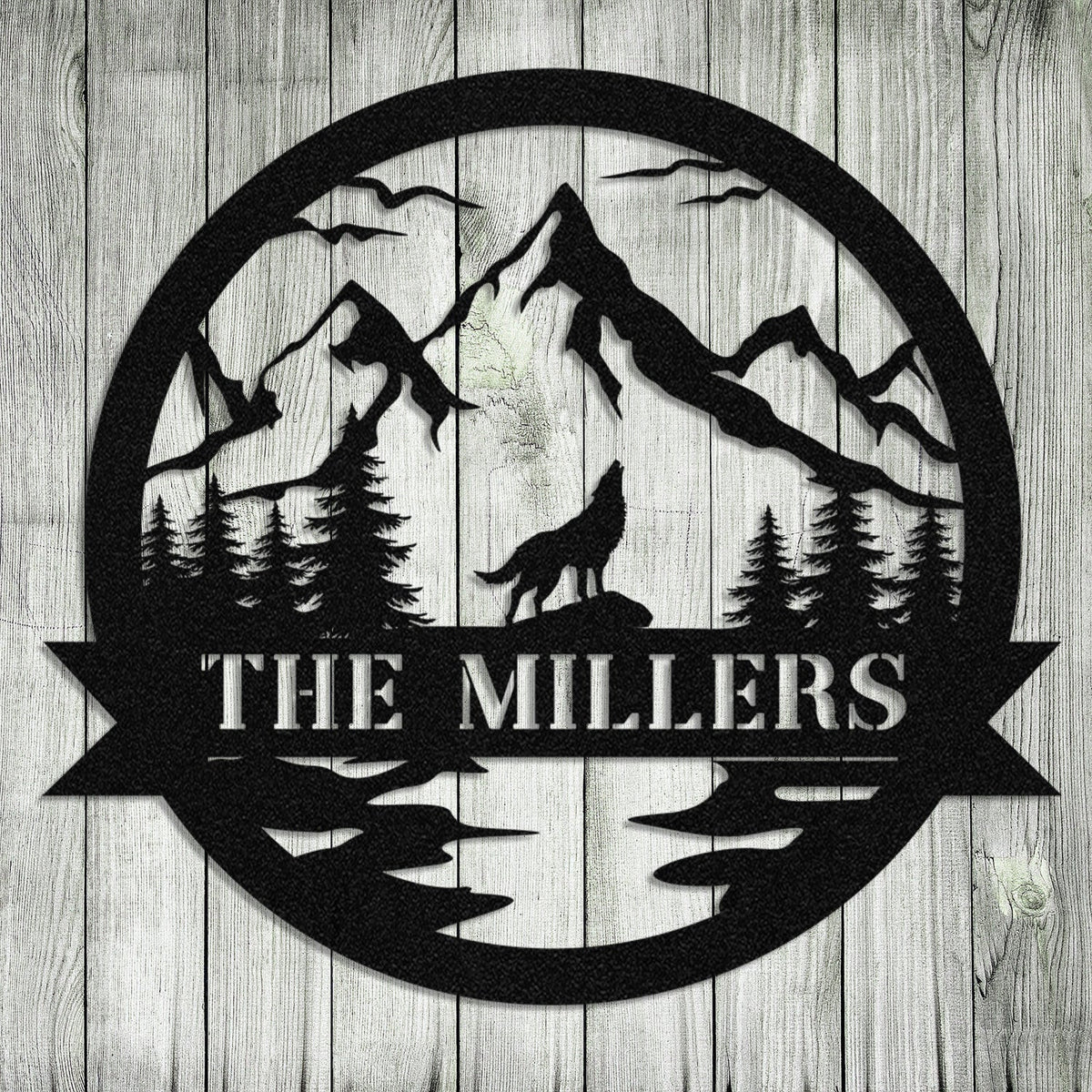 Personalized Family Name Wolf Deer Hunting Hunter Metal Sign, Metal Laser Cut Metal Signs Custom Gift Ideas