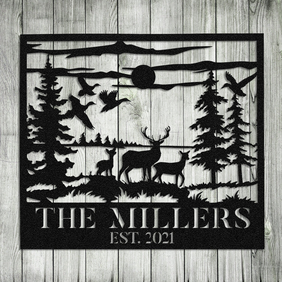 Deer Hunting Hunter Metal Sign Monogram, Custom Outdoor Farm, Cabin, Lodge, Camp, Wall Decor, Metal Laser Cut Metal Signs Custom Gift Ideas