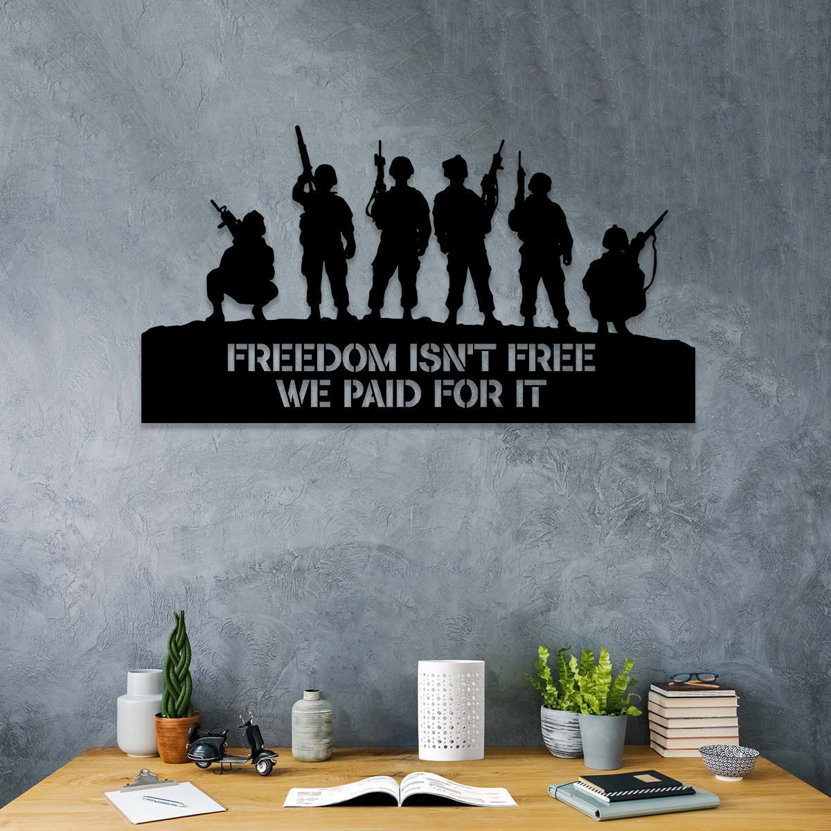 Custom Freedom Isn't Free We Paid For It Veteran Troop Metal Wall Decor Gift, Metal Laser Cut Metal Signs Custom Gift Ideas