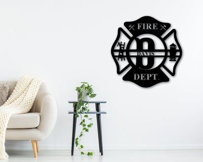 Personalized Metal Maltese Cross Sign, Firefighter Gift, Monogram Door Hanger, Firefighter Gift, First Responder Gift, Custom Metal Sign, Metal Laser Cut Metal Signs Custom Gift Ideas