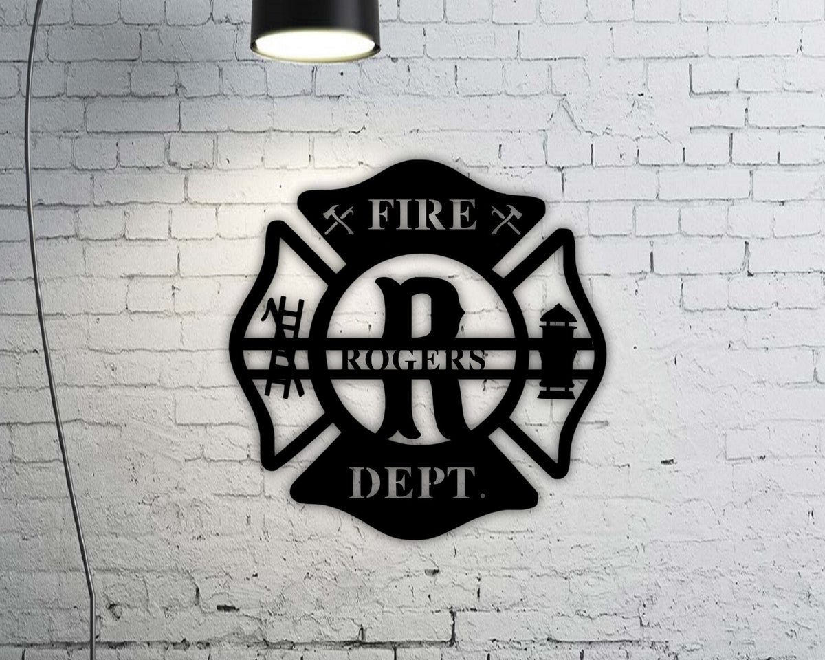 Personalized Metal Maltese Cross Sign, Firefighter Gift, Monogram Door Hanger, Firefighter Gift, First Responder Gift, Custom Metal Sign, Metal Laser Cut Metal Signs Custom Gift Ideas