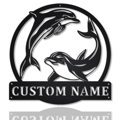 Personalized Couple Dolphin Metal Sign Art, Custom Dolphin Metal Sign, Beach Funny Gift, Decor Decoration, Birthday Gift, Laser Cut Metal Signs Custom Gift Ideas
